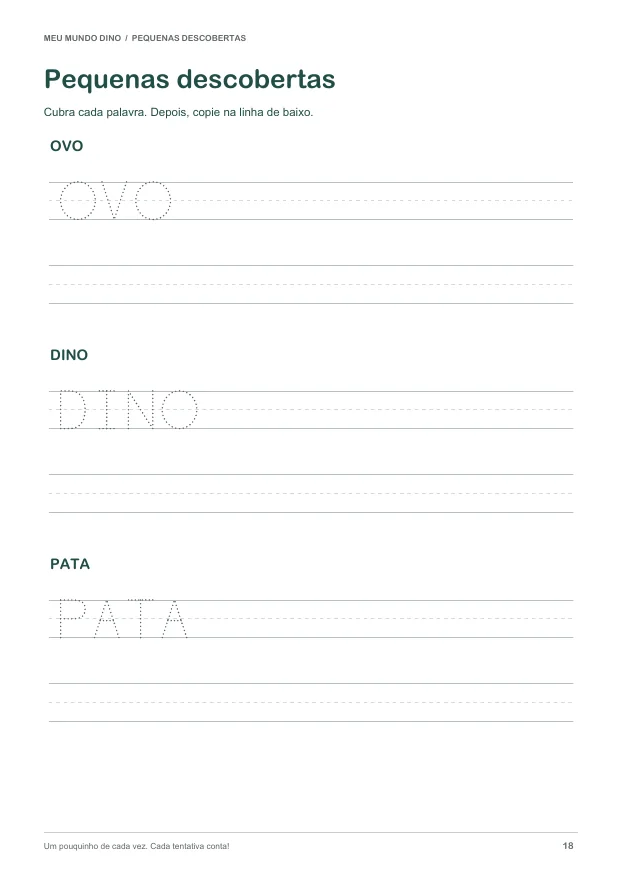 Página de palavras para praticar