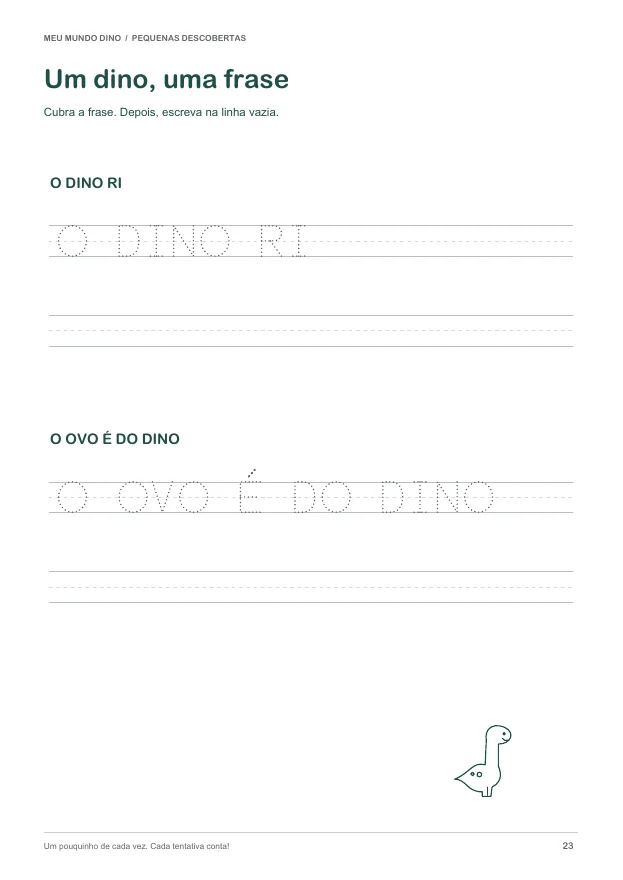 Página de frases curtas para praticar